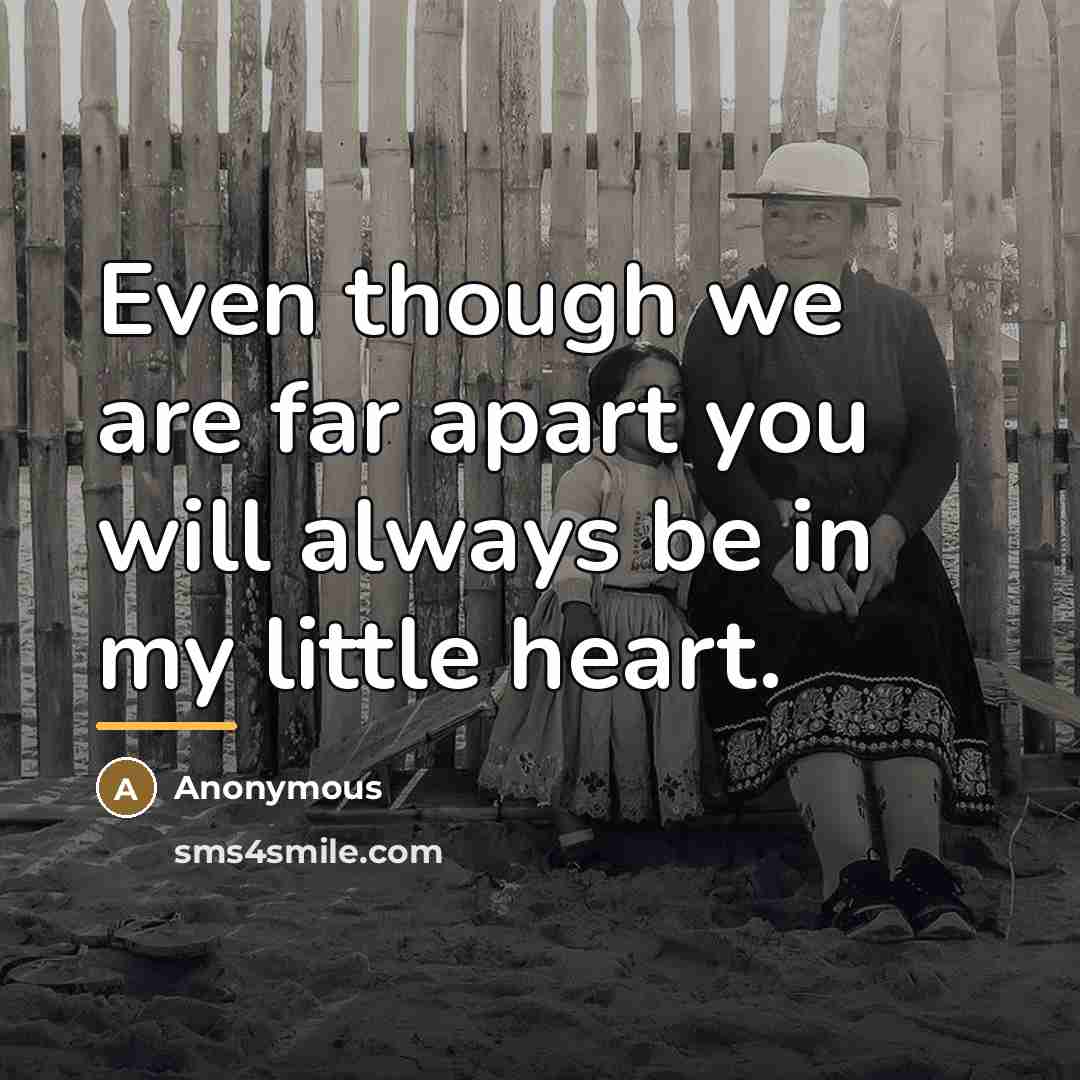 “Even though we are far apart you will always be…” quote by Anonymous