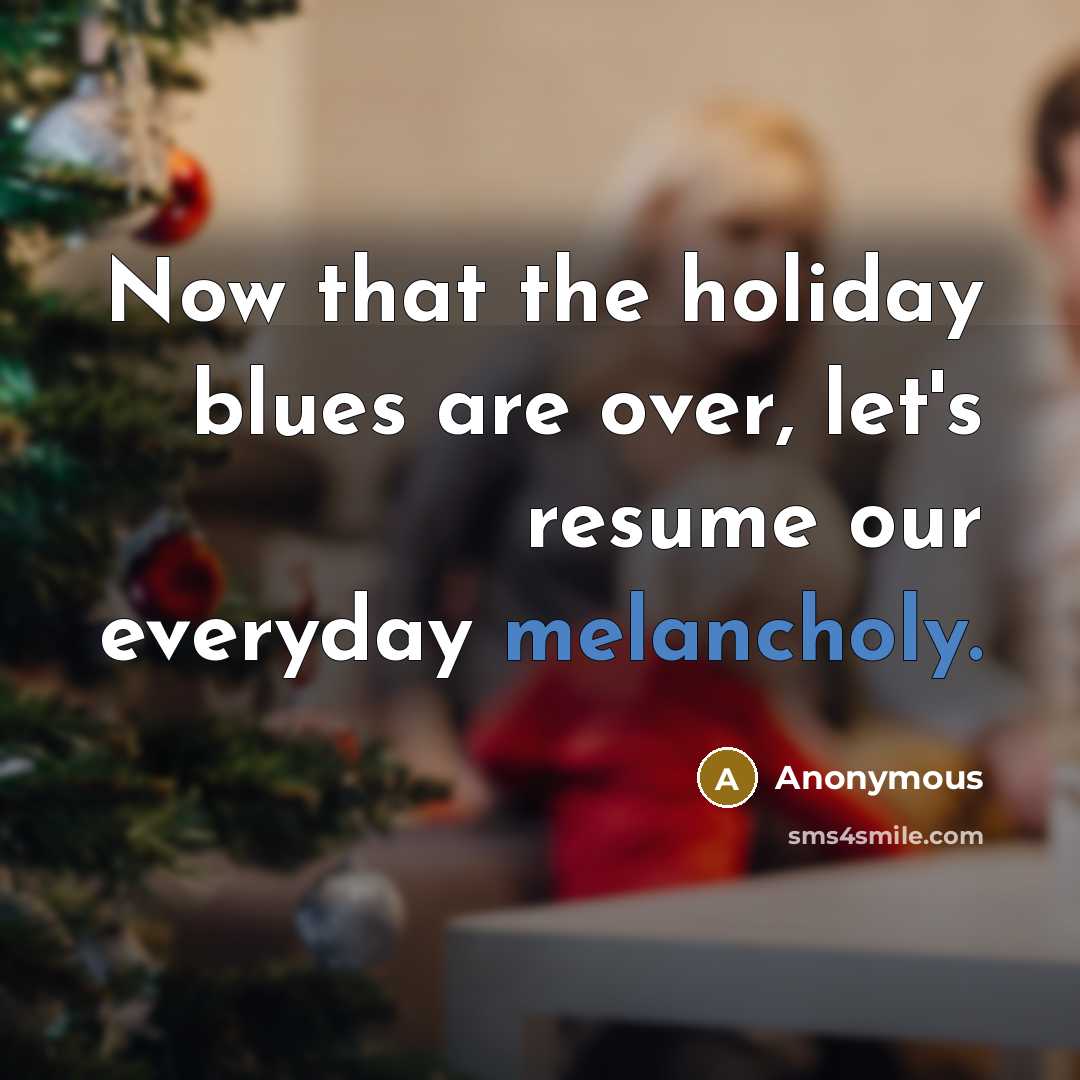 “Now that the holiday blues are over, let's resume our…” quote by Anonymous