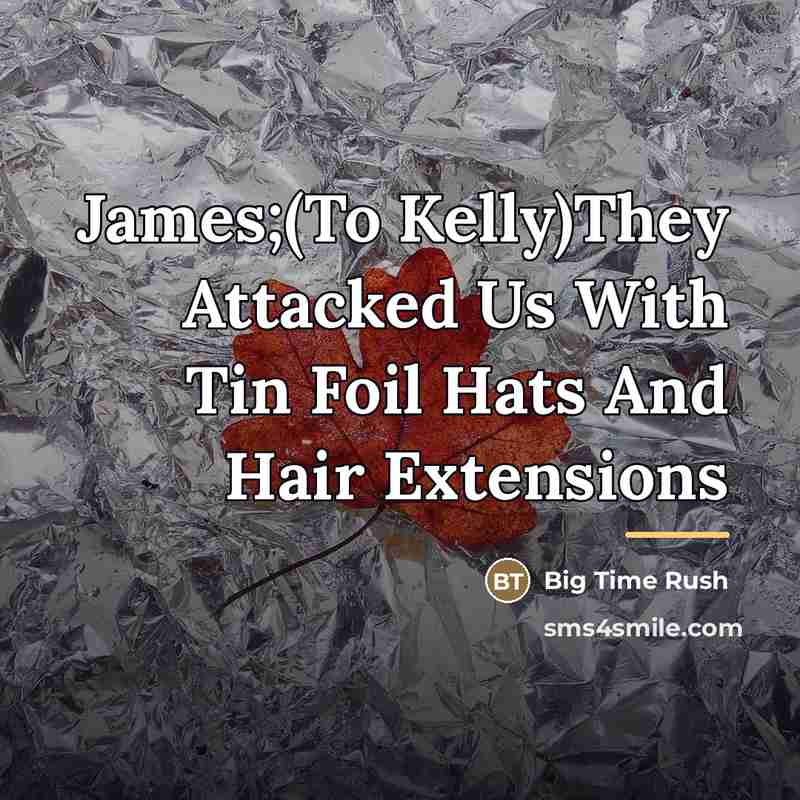 “James;(To Kelly)They Attacked Us With Tin Foil Hats And Hair…” quote by Big Time Rush