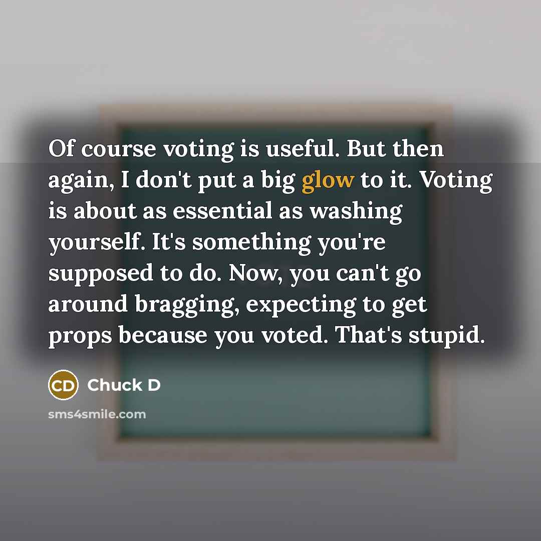 “Of course voting is useful. But then again, I don't…” quote by Chuck D