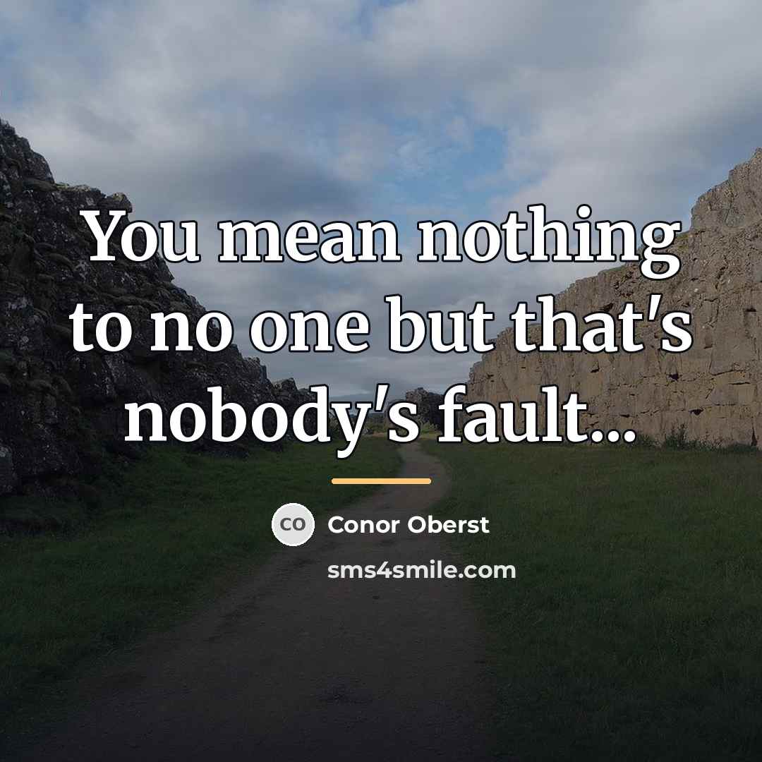 “You mean nothing to no one but that's nobody's fault...…” quote by Conor Oberst