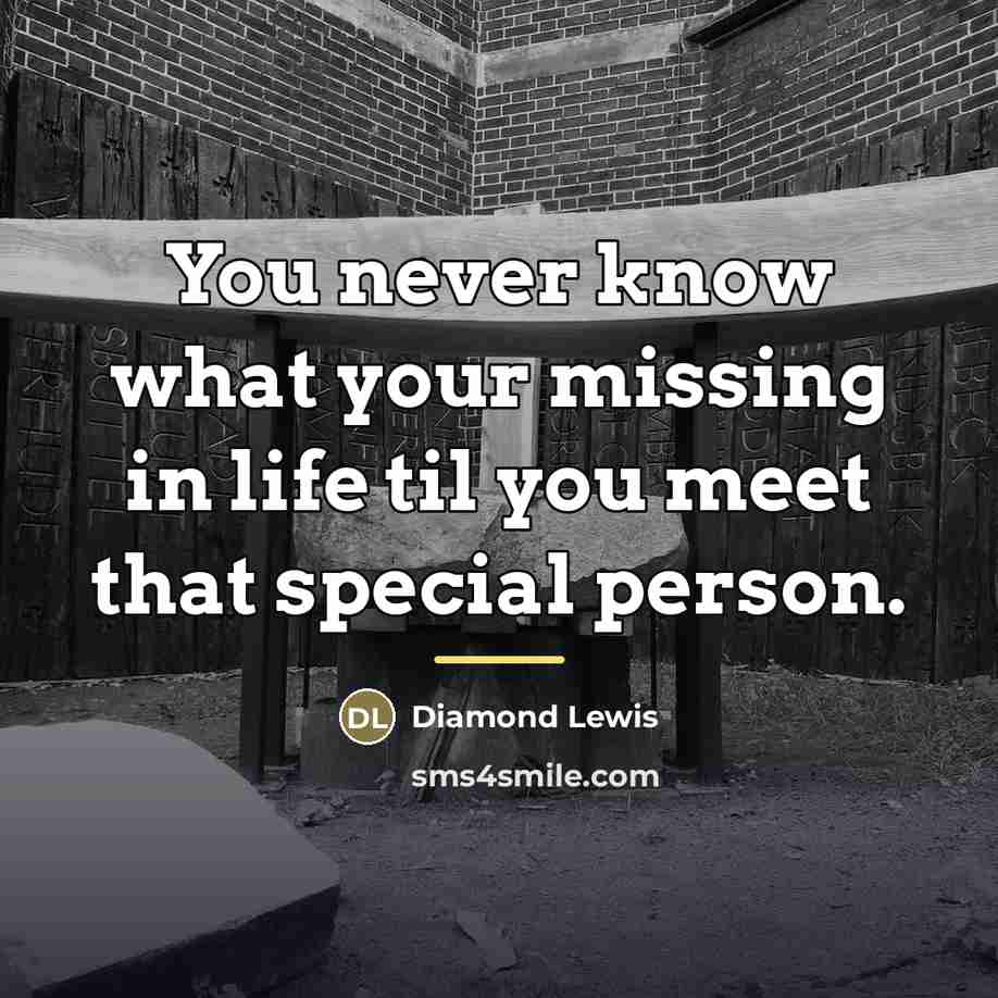 “You never know what your missing in life til you…” quote by Diamond Lewis