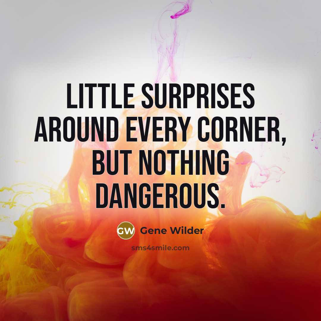 “Little surprises around every corner, but nothing dangerous.…” quote by Gene Wilder