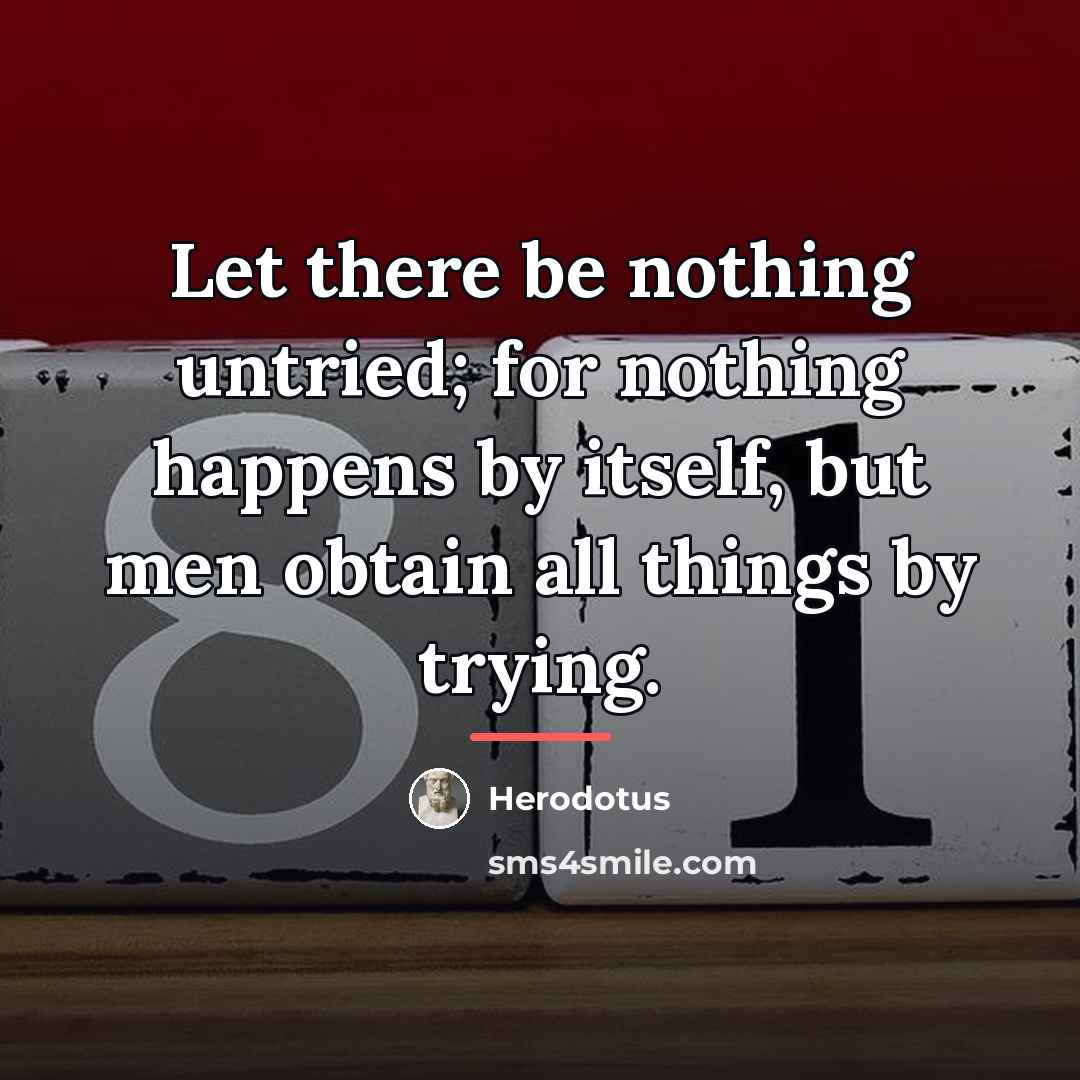 “Let there be nothing untried; for nothing happens by itself,…” quote by Herodotus