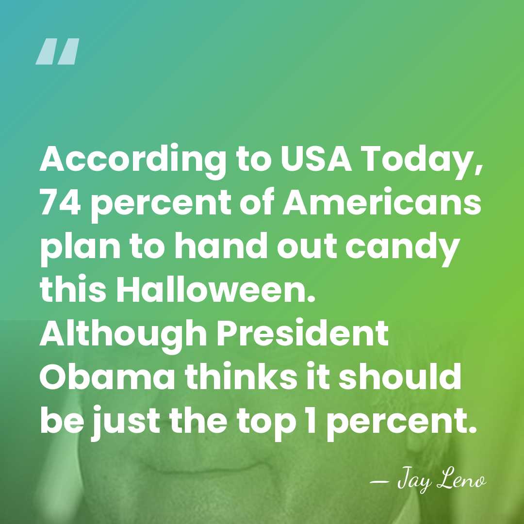 According to USA Today, 74 percent of Americans plan to hand out&hellip; - Jay Leno