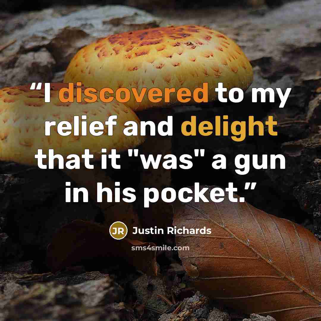 “I discovered to my relief and delight that it "was" a gun in his pocket.” quote by Justin Richards