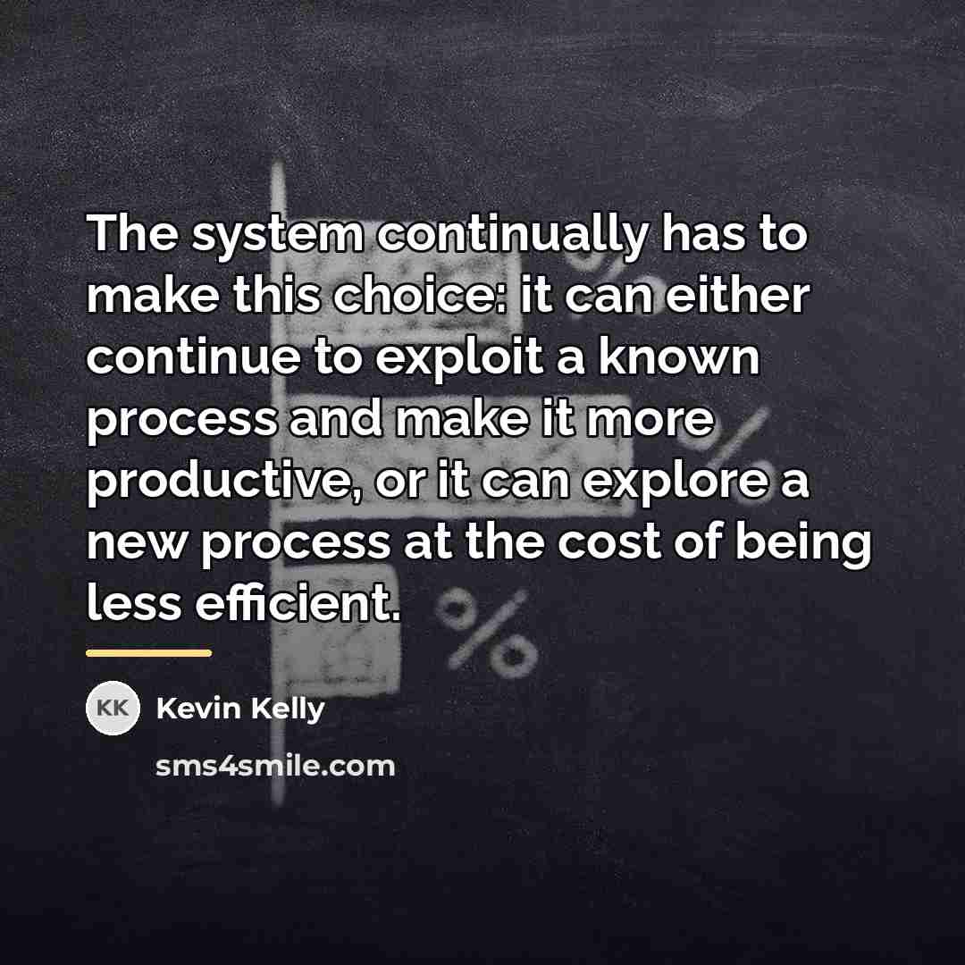 “The system continually has to make this choice: it can…” quote by Kevin Kelly