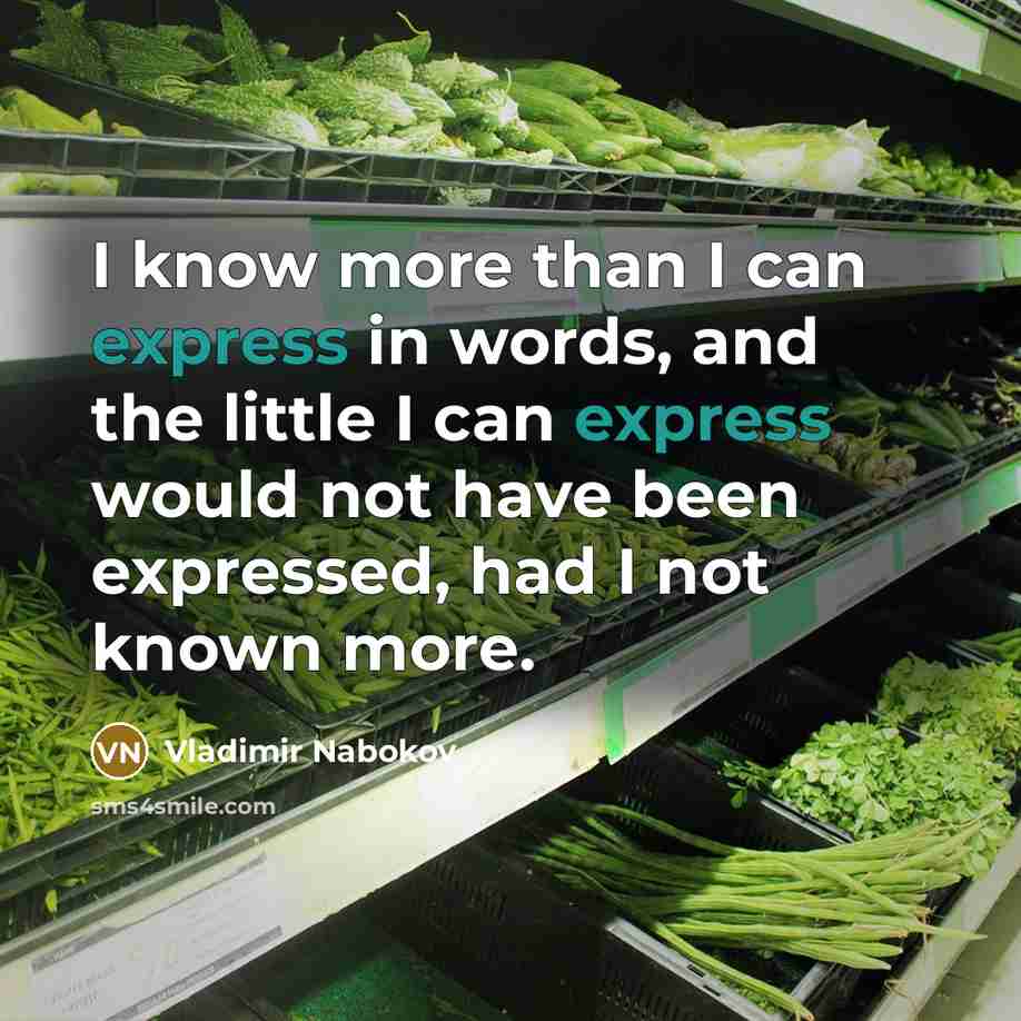 “I know more than I can express in words, and…” quote by Vladimir Nabokov