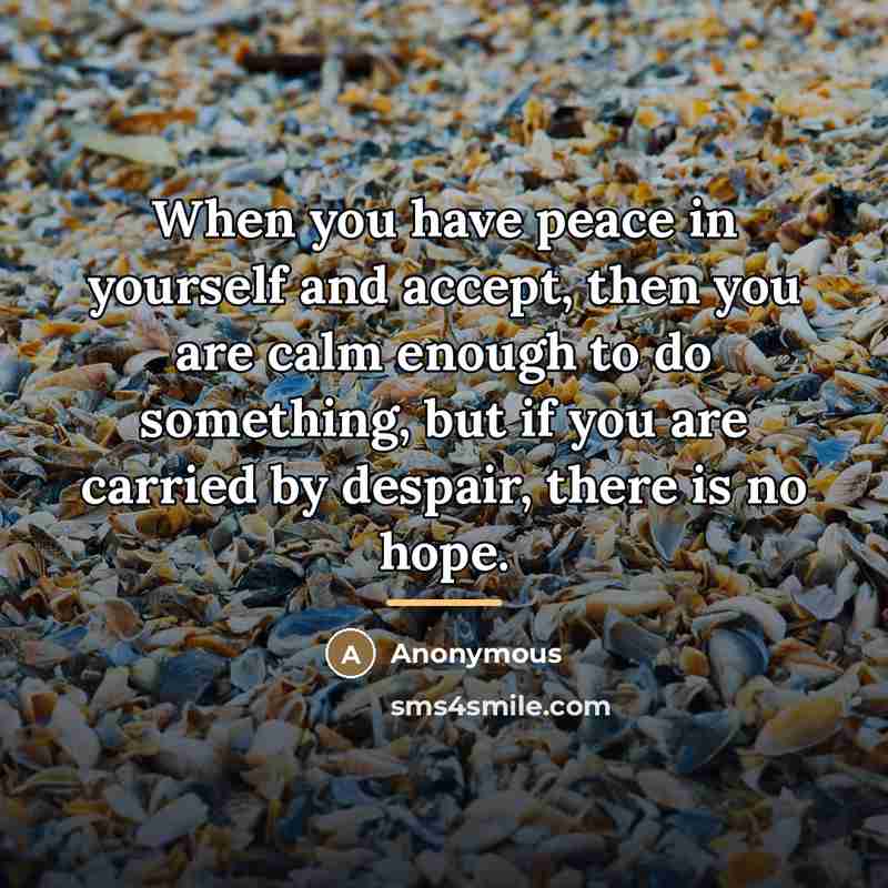 “When you have peace in yourself and accept, then you…” quote by Anonymous