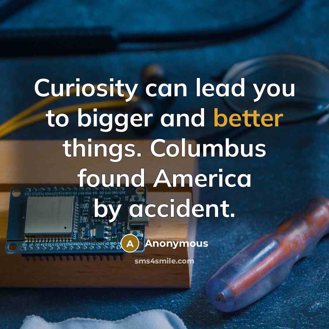 “Curiosity can lead you to bigger and better things. Columbus…” quote by Anonymous