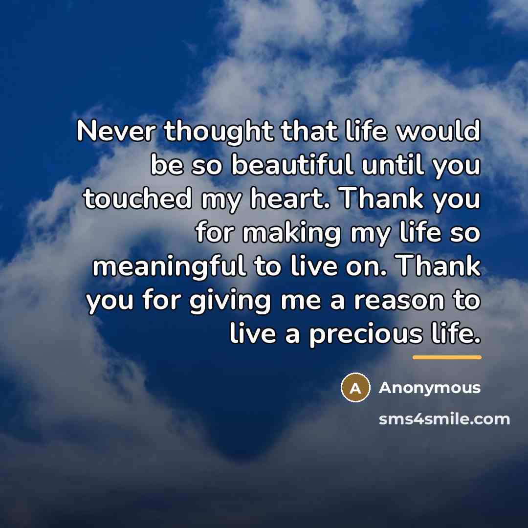 “Never thought that life would be so beautiful until you…” quote by Anonymous