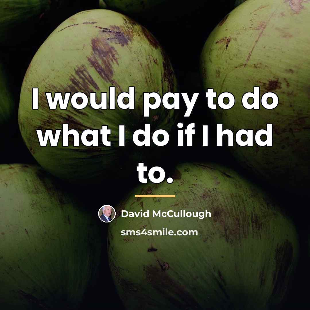“I would pay to do what I do if I…” quote by David McCullough