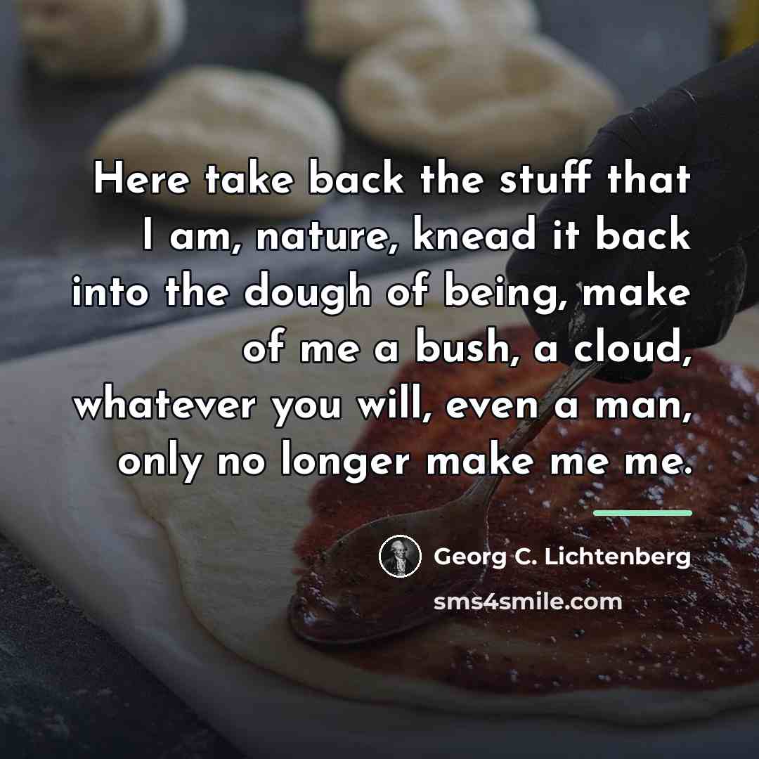 “Here take back the stuff that I am, nature, knead…” quote by Georg C. Lichtenberg