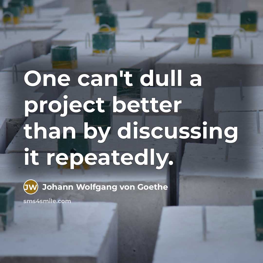 “One can't dull a project better than by discussing it…” quote by Johann Wolfgang von Goethe