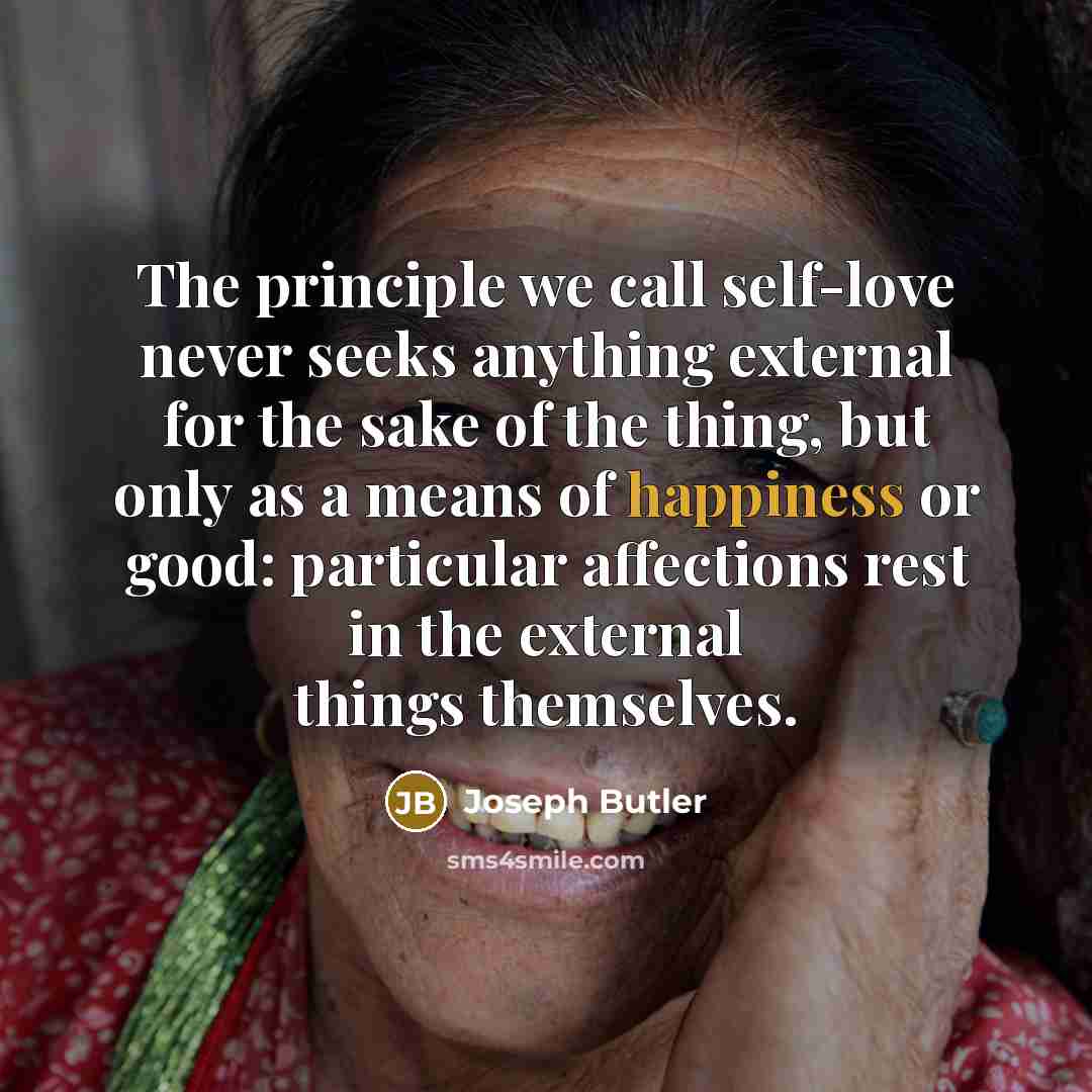 “The principle we call self-love never seeks anything external for…” quote by Joseph Butler