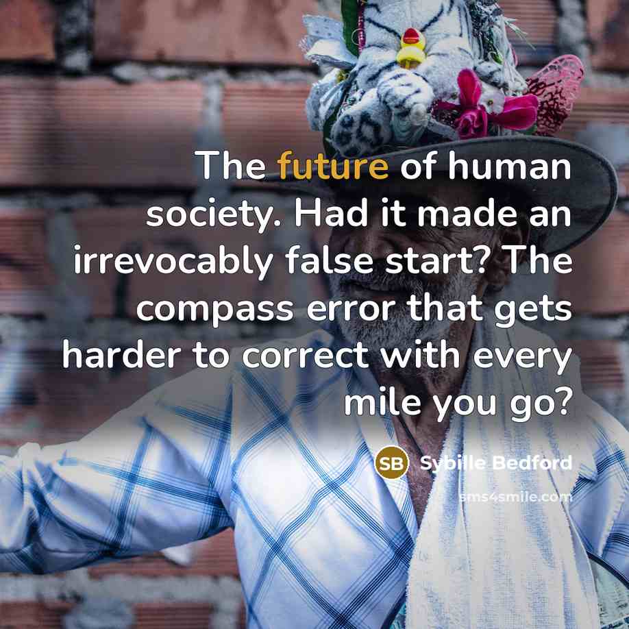 “The future of human society. Had it made an irrevocably…” quote by Sybille Bedford