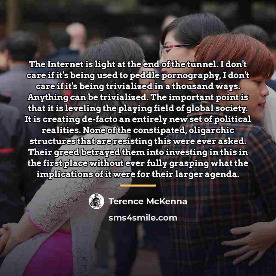 “The Internet is light at the end of the tunnel.…” quote by Terence McKenna