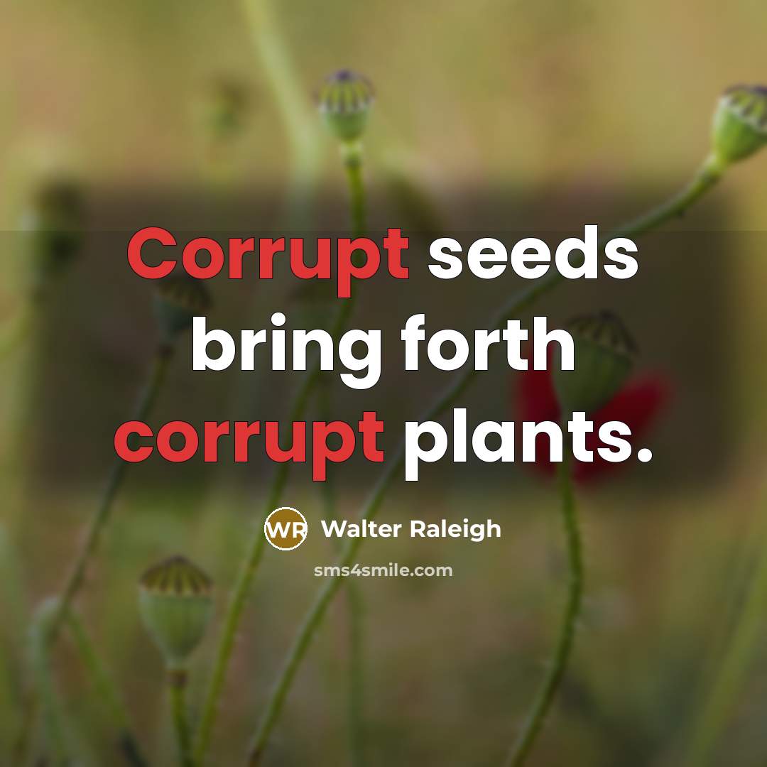“Corrupt seeds bring forth corrupt plants.” quote by Walter Raleigh