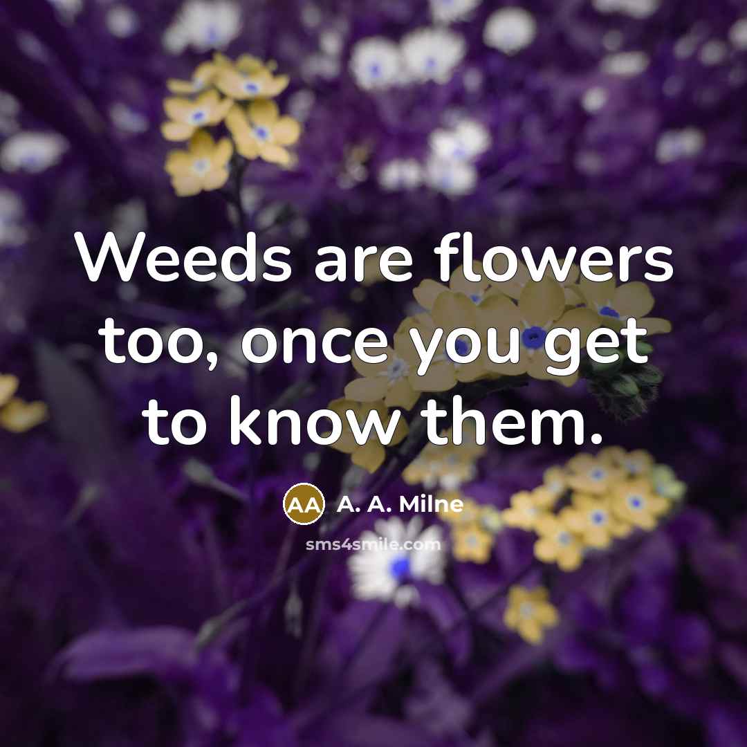 “Weeds are flowers too, once you get to know them.” quote by A. A. Milne