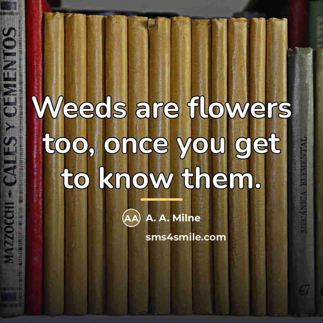 “Weeds are flowers too, once you get to know them.…” quote by A. A. Milne