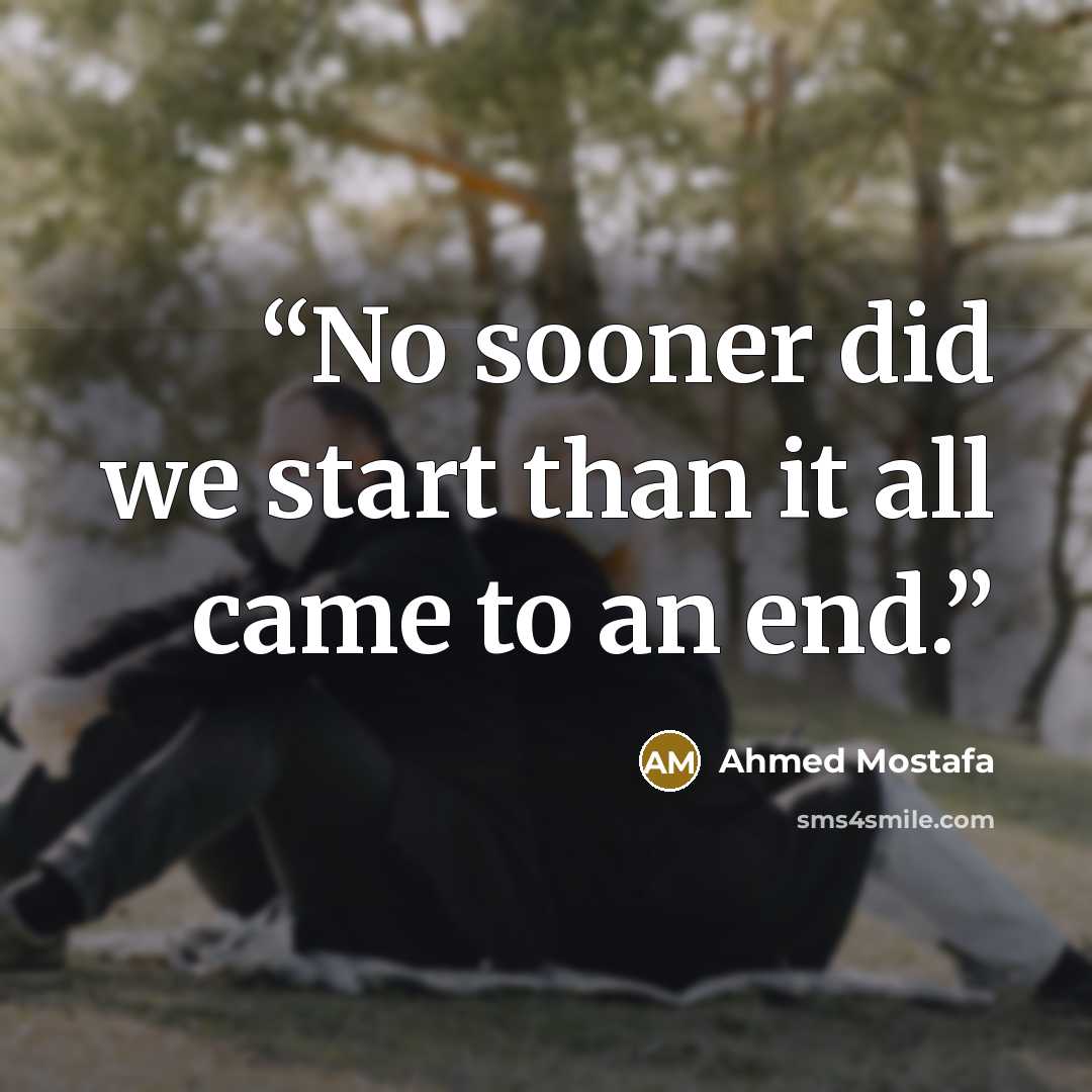 “No sooner did we start than it all came to an end.” quote by Ahmed Mostafa