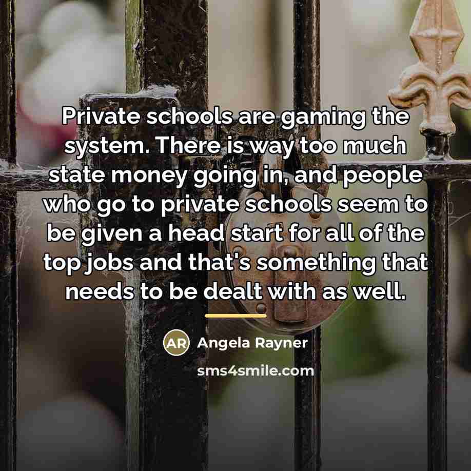 “Private schools are gaming the system. There is way too…” quote by Angela Rayner