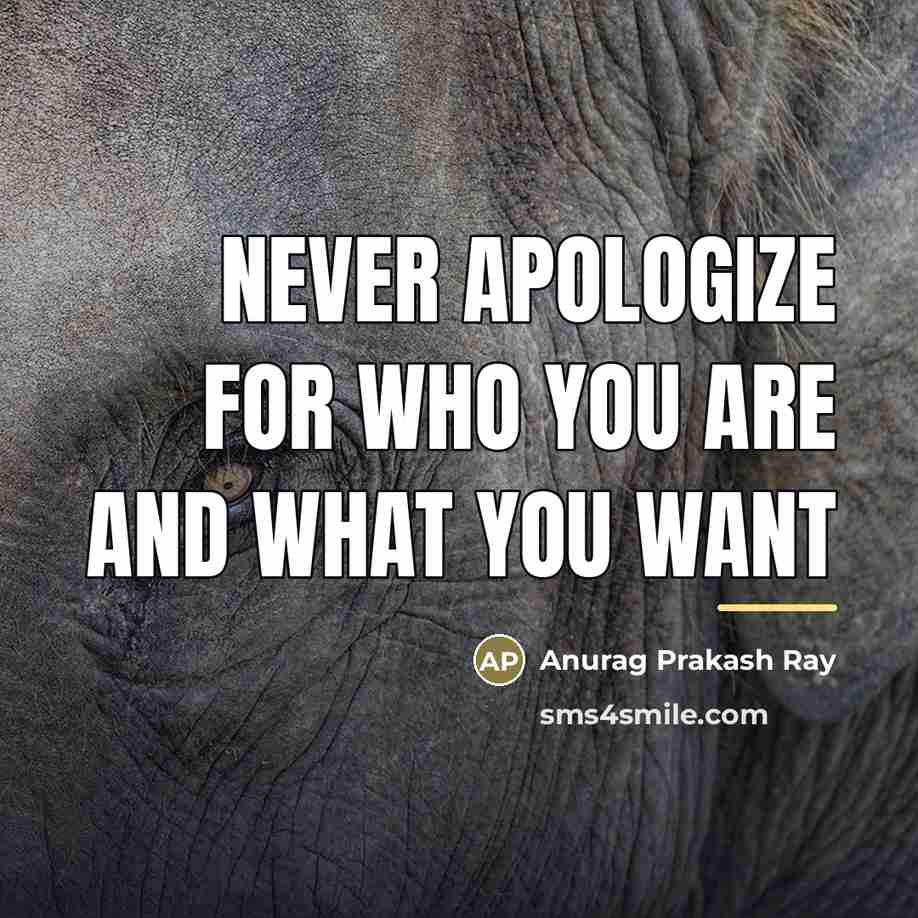 “Never apologize for who you are and what you want…” quote by Anurag Prakash Ray