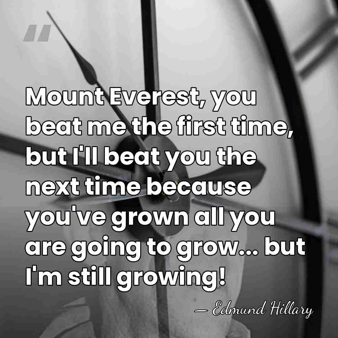 Mount Everest, you beat me the first time, but I'll beat you&hellip; - Edmund Hillary