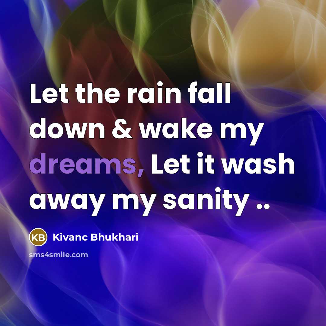 “Let the rain fall down & wake my dreams, Let…” quote by Kivanc Bhukhari