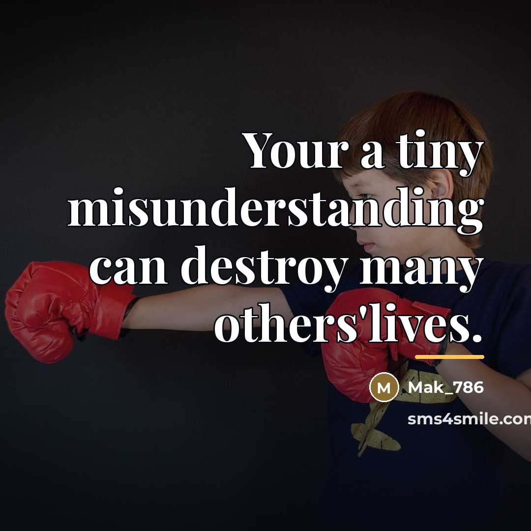 “Your a tiny misunderstanding can destroy many others'lives.…” quote by Mak_786