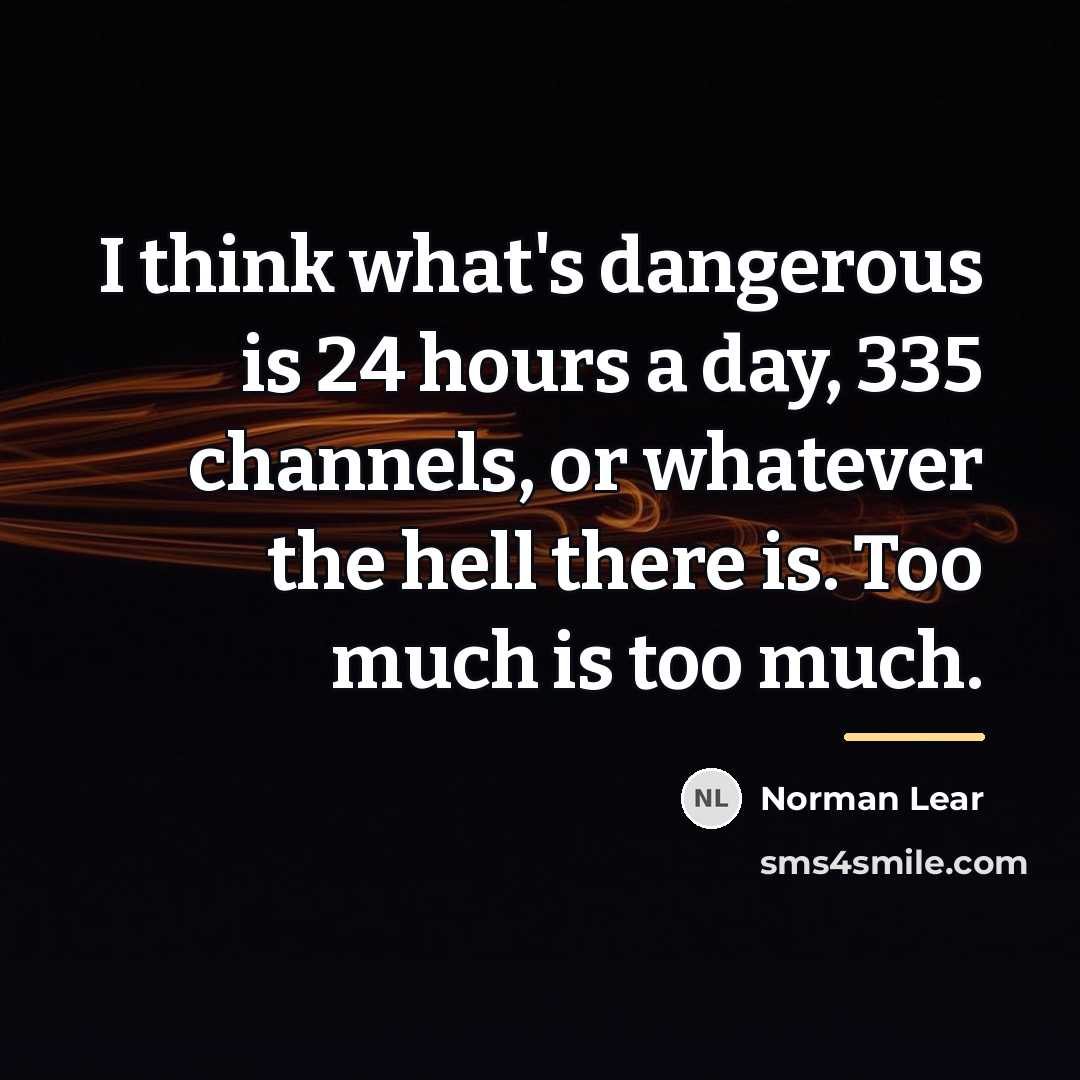 “I think what's dangerous is 24 hours a day, 335…” quote by Norman Lear