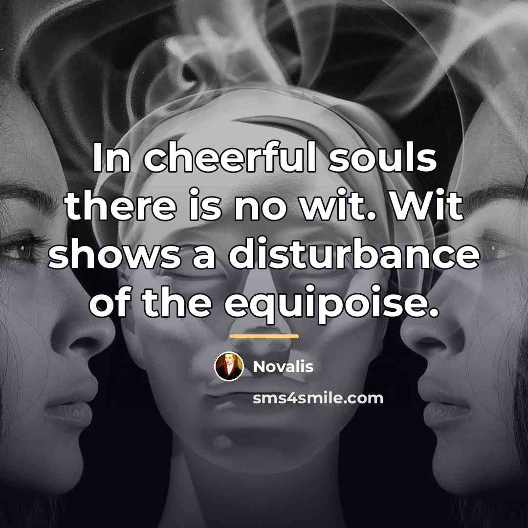 “In cheerful souls there is no wit. Wit shows a…” quote by Novalis