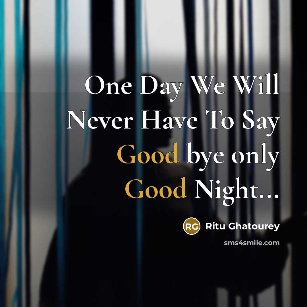 “One Day We Will Never Have To Say Good bye only Good Night...” quote by Ritu Ghatourey