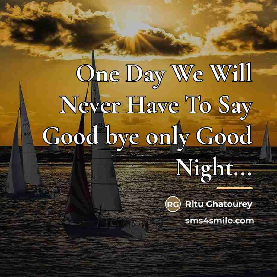 “One Day We Will Never Have To Say Good bye…” quote by Ritu Ghatourey