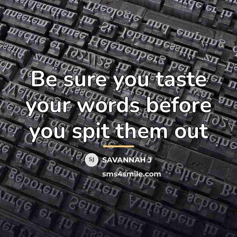 “Be sure you taste your words before you spit them…” quote by Savannah J