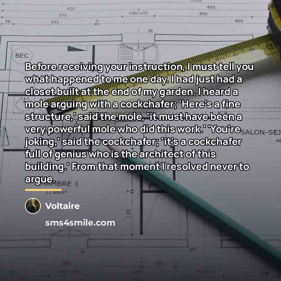 “Before receiving your instruction, I must tell you what happened…” quote by Voltaire