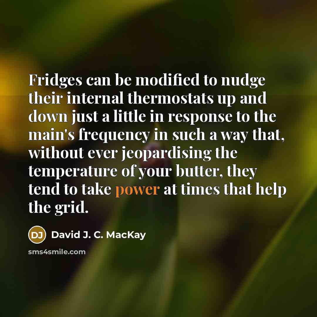 “Fridges can be modified to nudge their internal thermostats up…” quote by David J. C. MacKay