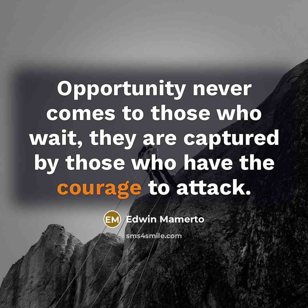 “Opportunity never comes to those who wait, they are captured…” quote by Edwin Mamerto