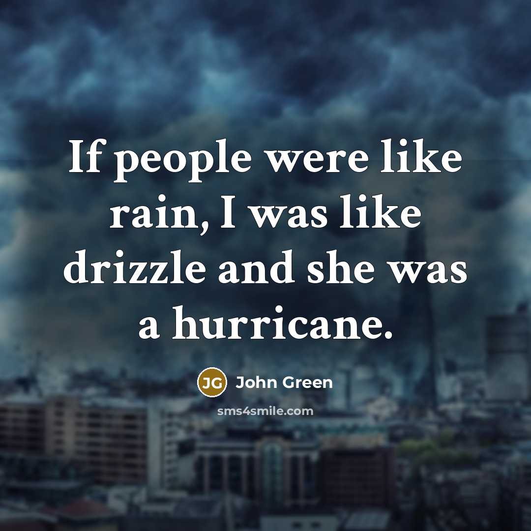 “If people were like rain, I was like drizzle and…” quote by John Green