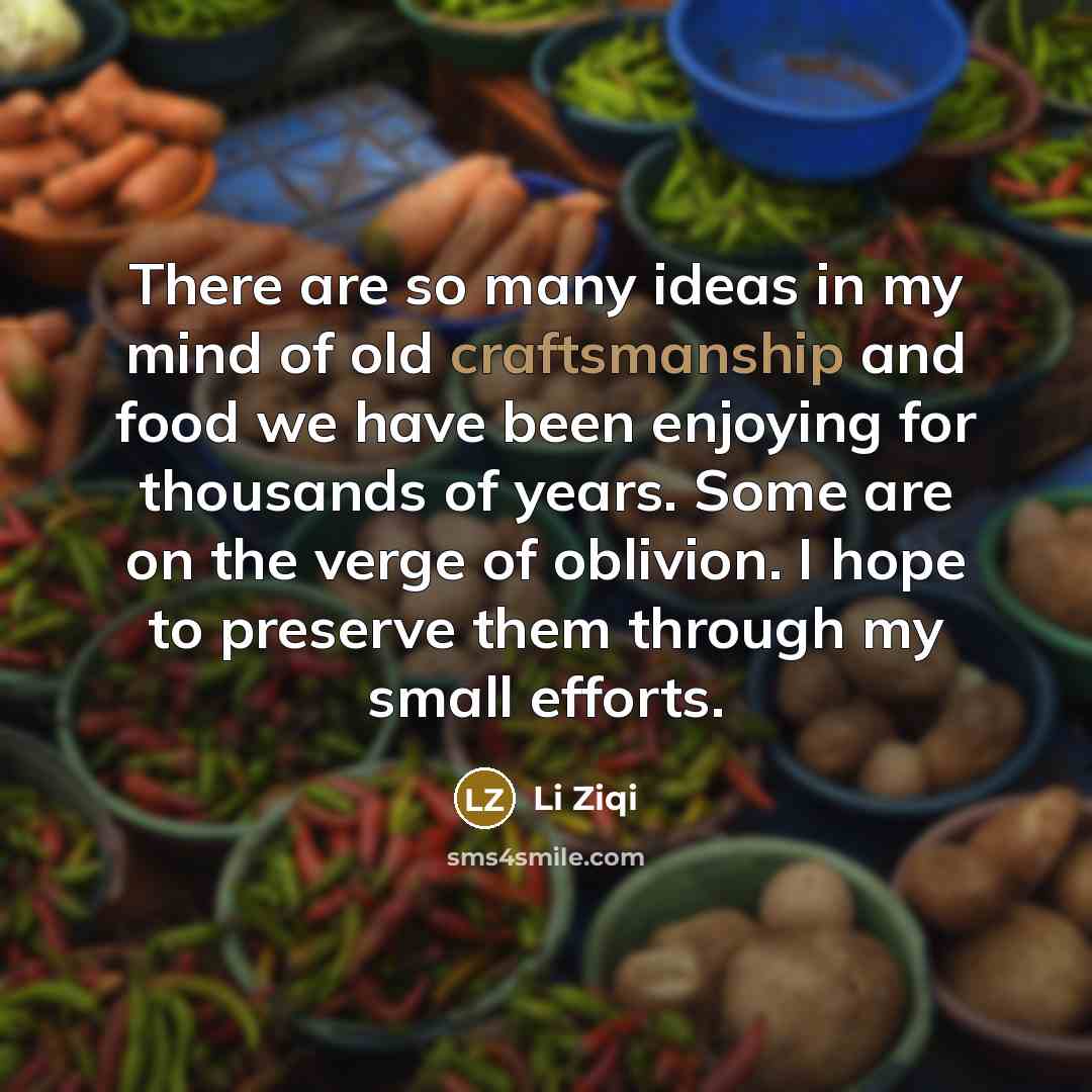 “There are so many ideas in my mind of old…” quote by Li Ziqi