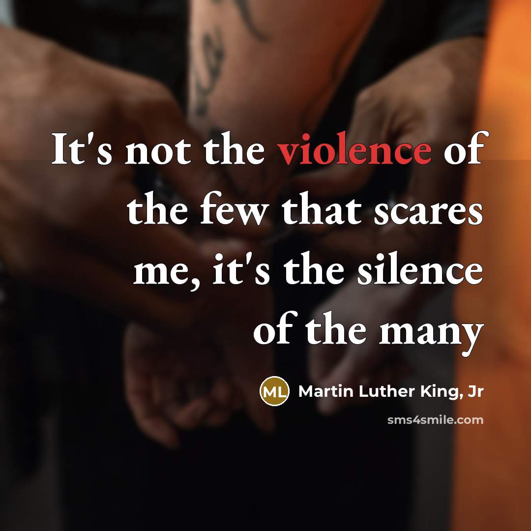 “It's not the violence of the few that scares me,…” quote by Martin Luther King, Jr
