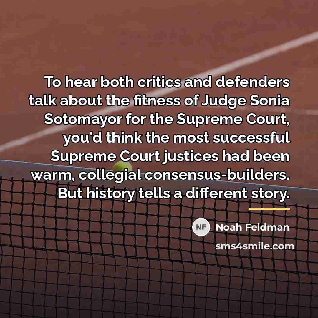 “To hear both critics and defenders talk about the fitness…” quote by Noah Feldman