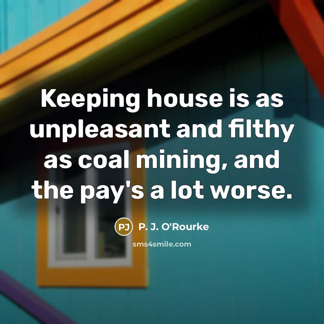 “Keeping house is as unpleasant and filthy as coal mining,…” quote by P. J. O'Rourke