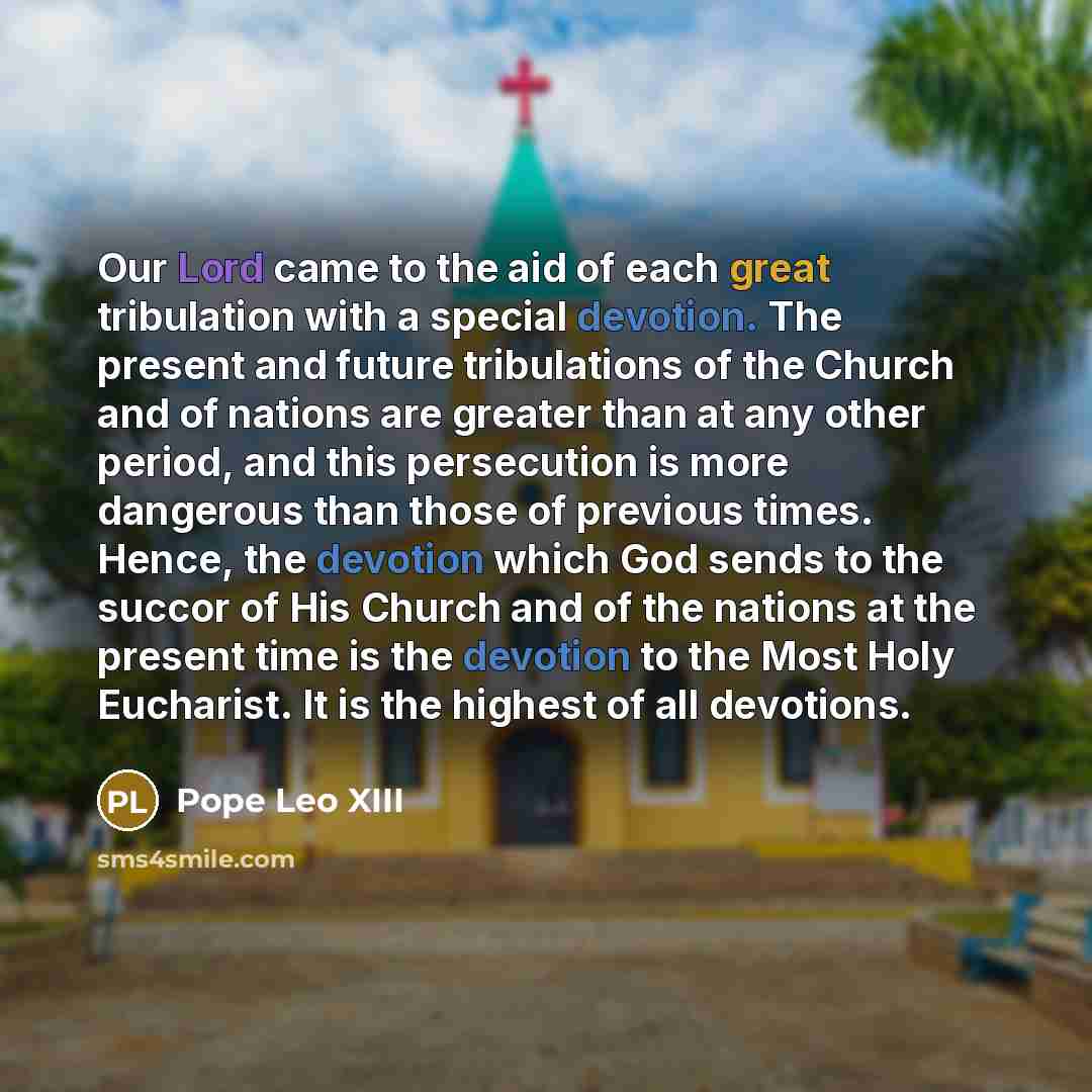 “Our Lord came to the aid of each great tribulation…” quote by Pope Leo XIII