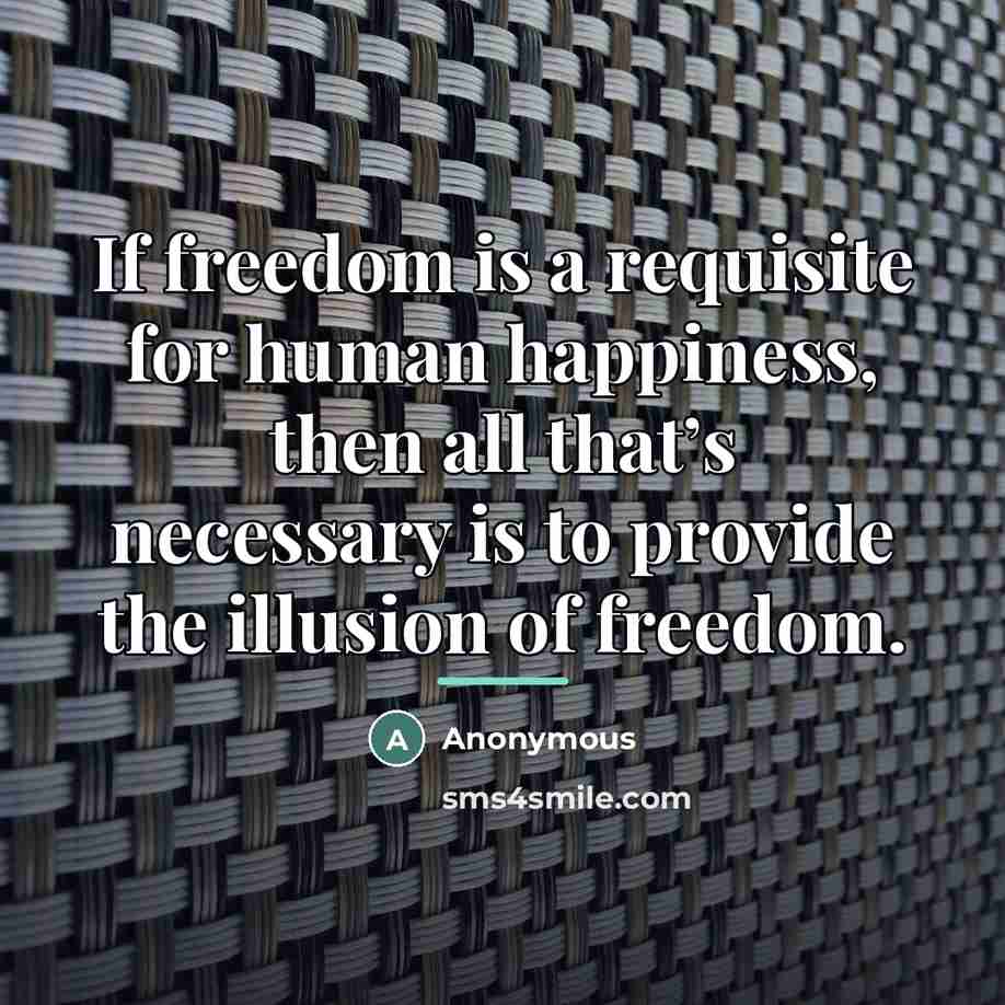“If freedom is a requisite for human happiness, then all…” quote by Anonymous