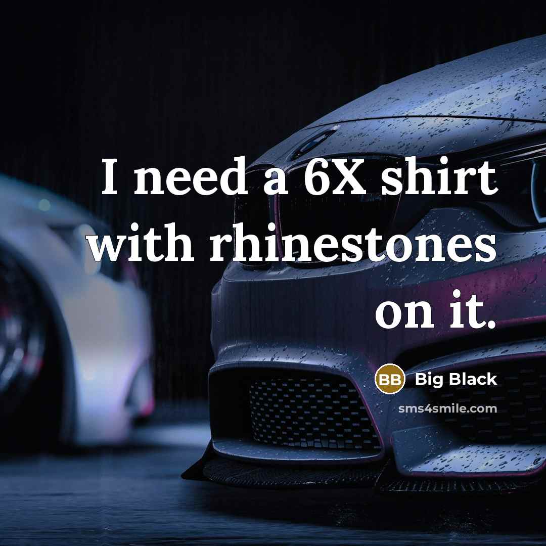 “I need a 6X shirt with rhinestones on it.…” quote by Big Black