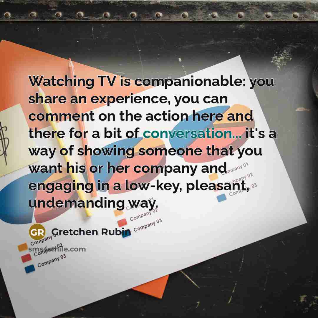 “Watching TV is companionable: you share an experience, you can…” quote by Gretchen Rubin
