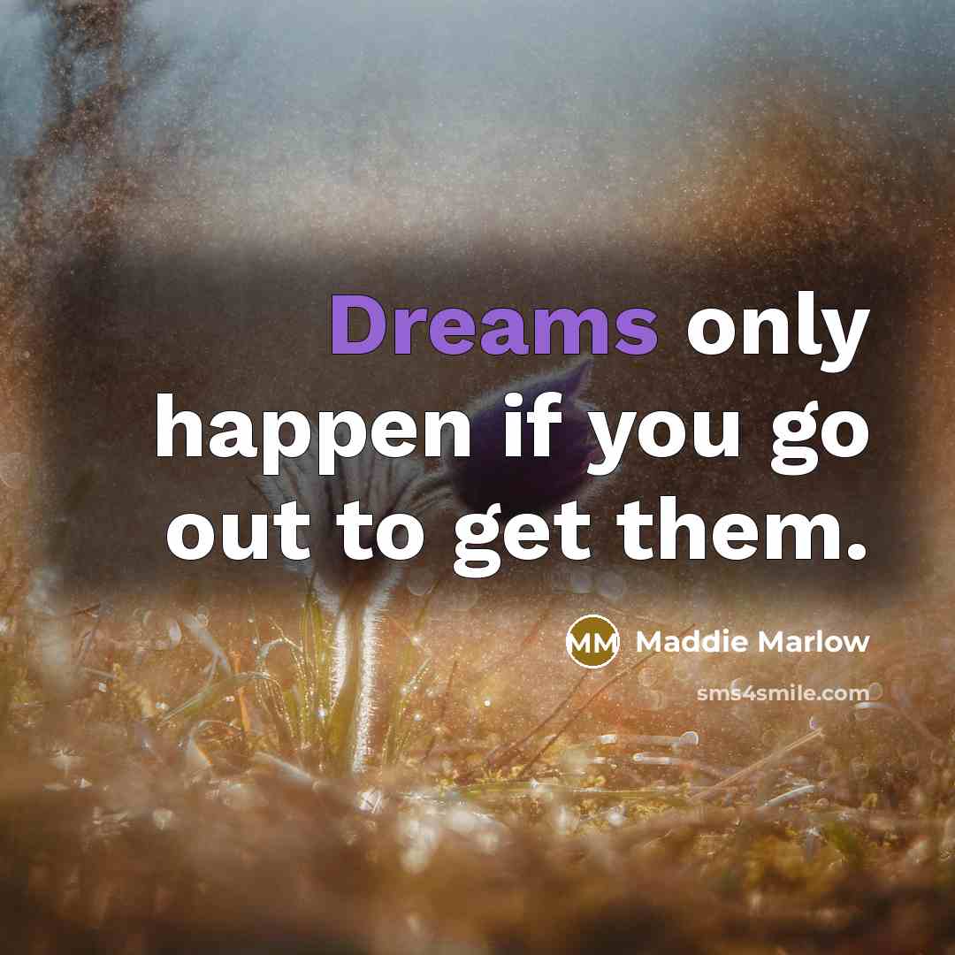 “Dreams only happen if you go out to get them.” quote by Maddie Marlow