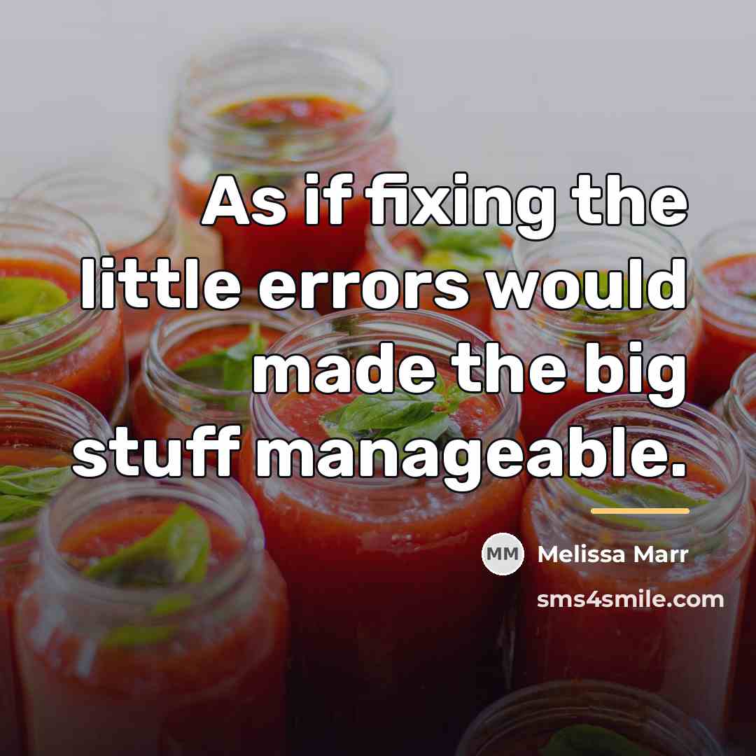 “As if fixing the little errors would made the big…” quote by Melissa Marr