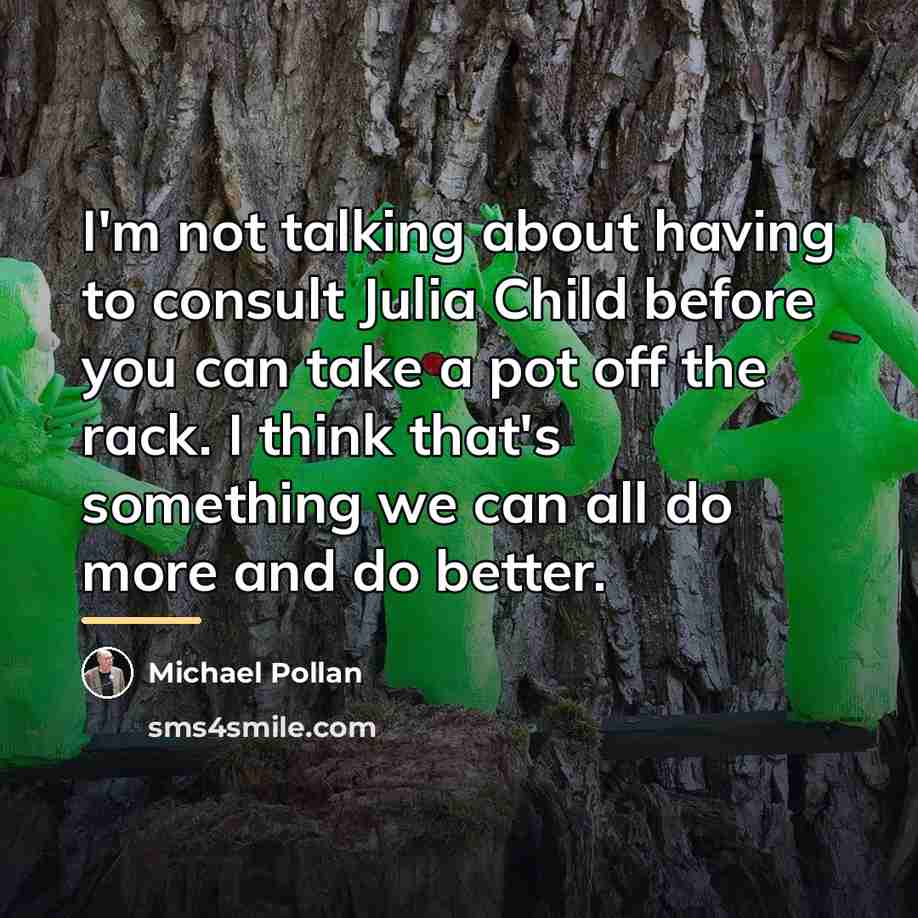 “I'm not talking about having to consult Julia Child before…” quote by Michael Pollan